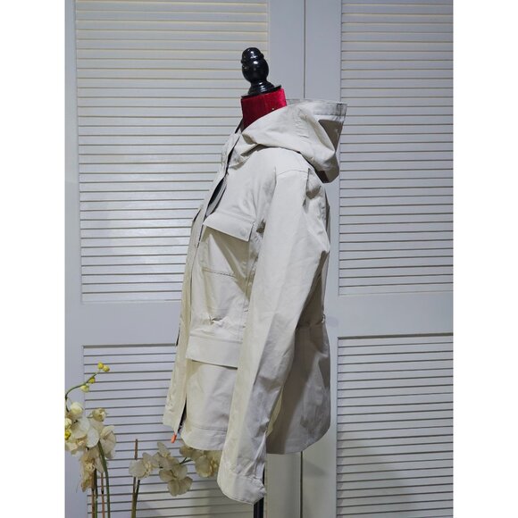NWT Save The Duck Women's Beige Pro-Tech  Waterproof Hooded Jacket Size 4 2616 - Picture 3 of 12